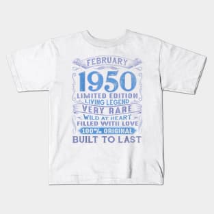 Vintage 70 Years Old February 1950 70th Birthday Gift Ideas Kids T-Shirt